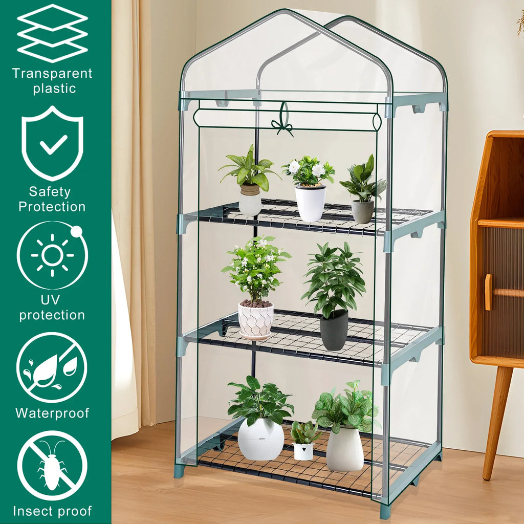 EcoGrow – Mini Invernadero de 4 Estantes con Cubierta PVC