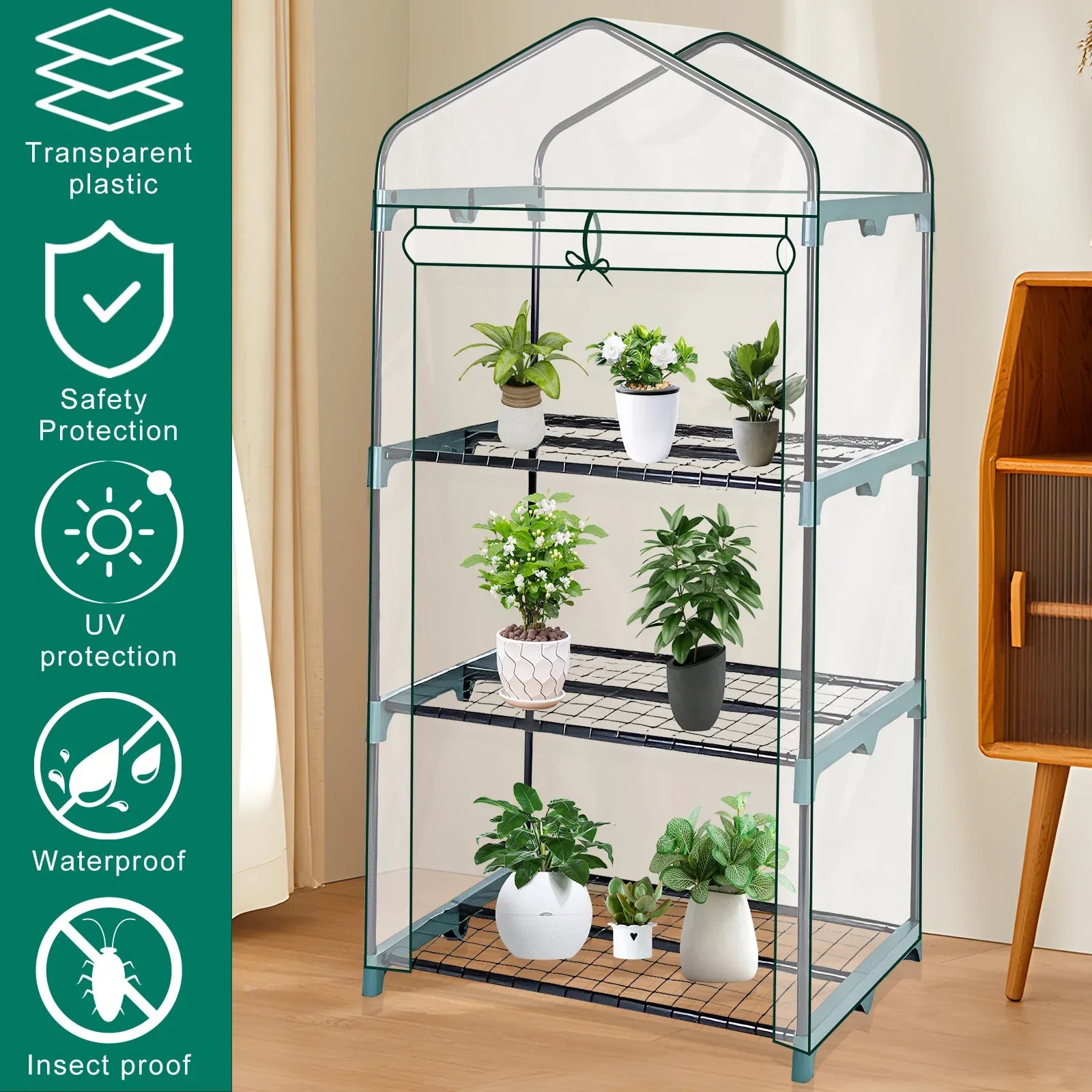 EcoGrow – Mini Invernadero de 4 Estantes con Cubierta PVC