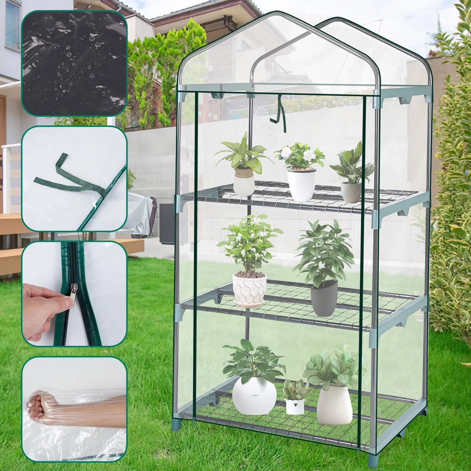 EcoGrow – Mini Invernadero de 4 Estantes con Cubierta PVC